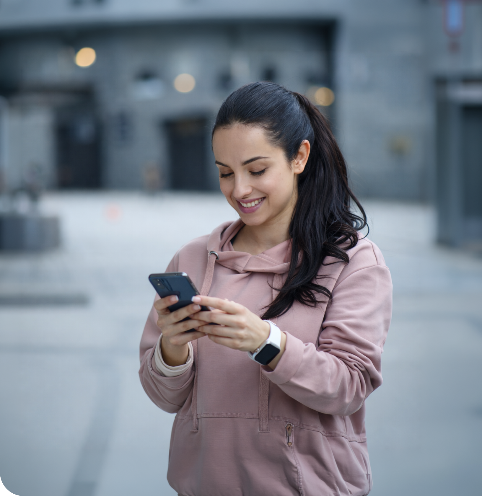 Woman using health app